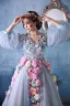 2015 Bunte Blumen-fee Eine Online-schulter V-ausschnitt Handgefertigten Blumen Organza Ballkleid