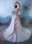 2015 Bunte Blumen-fee Eine Online-schulter V-ausschnitt Handgefertigten Blumen Organza Ballkleid
