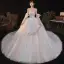 Luxury / Gorgeous Charming Champagne Wedding Dresses 2020 Ball Gown Beading Lace Sequins Strapless Sleeveless Backless Royal Train