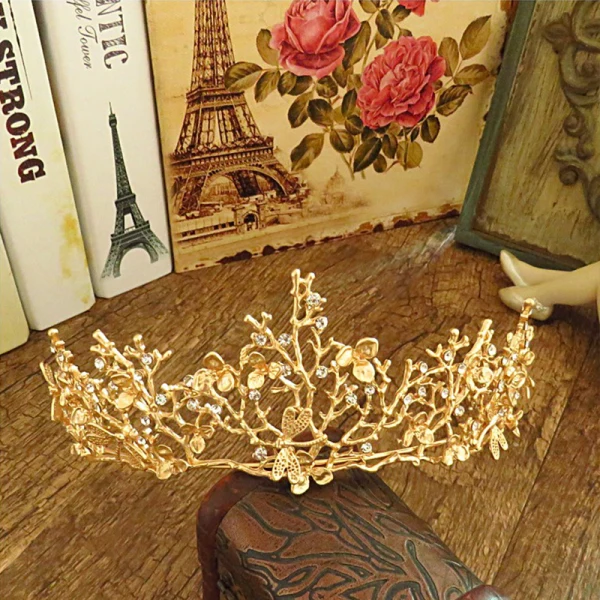 Modest / Simple Gold Rhinestone Metal Tiara 2017 Bridal Jewelry