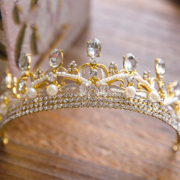 Luxury / Gorgeous 2017 Gold Crystal Rhinestone Metal Tiara Bridal Jewelry