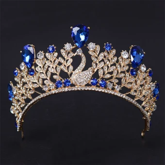 Chic Beautiful 2017 Red Royal Blue Gold Silver Crystal Rhinestone Metal Tiara Bridal Jewelry