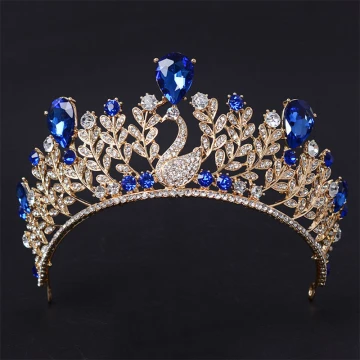 Chic Beautiful 2017 Red Royal Blue Gold Silver Crystal Rhinestone Metal Tiara Bridal Jewelry