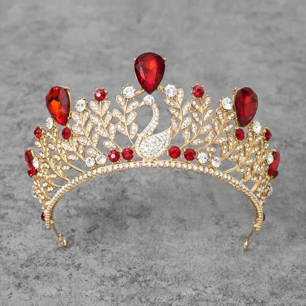 Chic / Beautiful 2017 Red Royal Blue Gold Silver Crystal Rhinestone Metal Tiara Bridal Jewelry