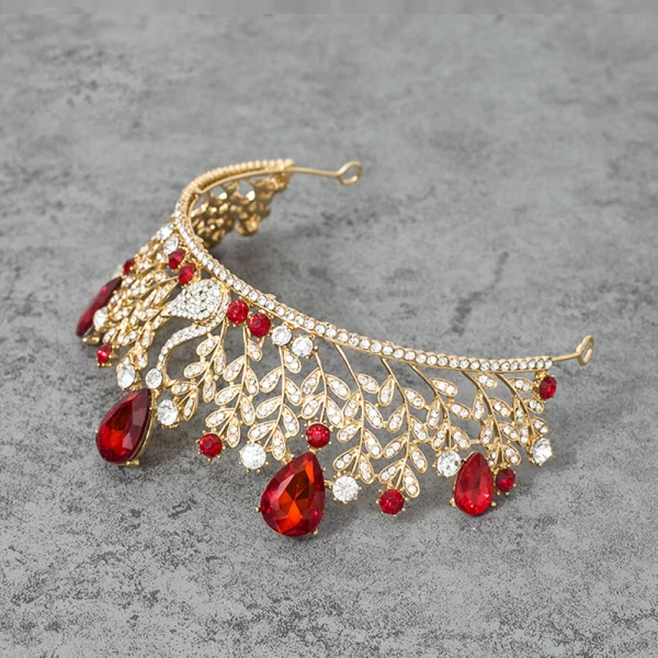 Chic / Beautiful 2017 Red Royal Blue Gold Silver Crystal Rhinestone Metal Tiara Bridal Jewelry