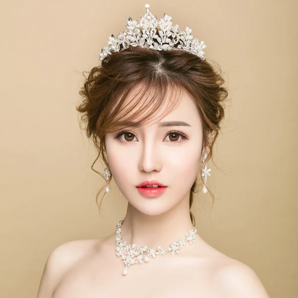 Élégant 2017 Argenté Cristal Métal Tiare Bijoux Mariage