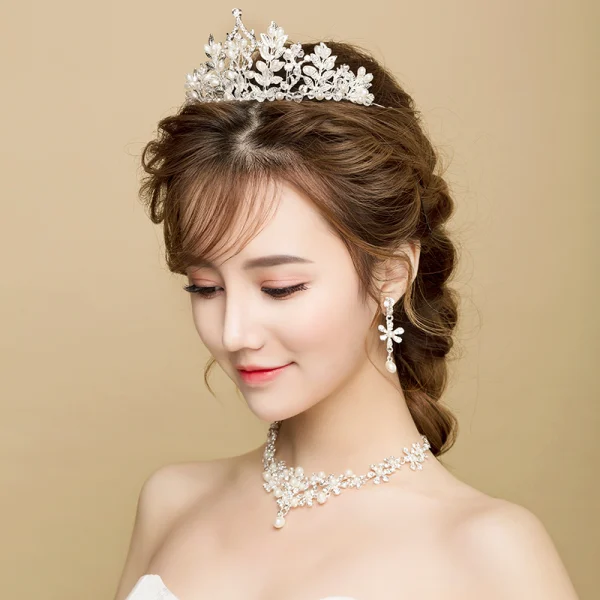 Élégant 2017 Argenté Cristal Métal Tiare Bijoux Mariage