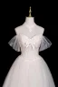 Elegant White Lace Flower Wedding Dresses 2026 A-Line / Princess Off-The-Shoulder Bow Sleeveless Backless Floor-Length / Long
