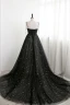 Fashion Black Star Sequins Prom Dresses 2024 A-Line / Princess Spaghetti Straps Sleeveless Backless Floor-Length / Long Formal Dresses