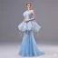 Fashion Sky Blue Appliques Butterfly Pearl Sequins Rhinestone Prom Dresses 2026 A-Line / Princess Strapless Sleeveless Backless Floor-Length / Long Formal Dresses
