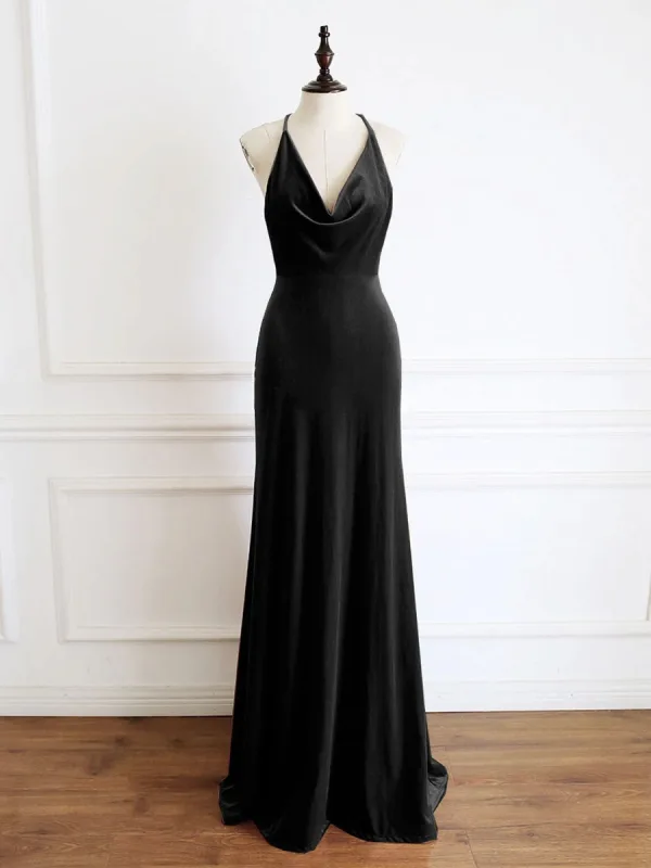 Sexy Dark Green Prom Dresses 2024 Trumpet / Mermaid Halter Sleeveless Backless Floor-Length / Long Formal Dresses