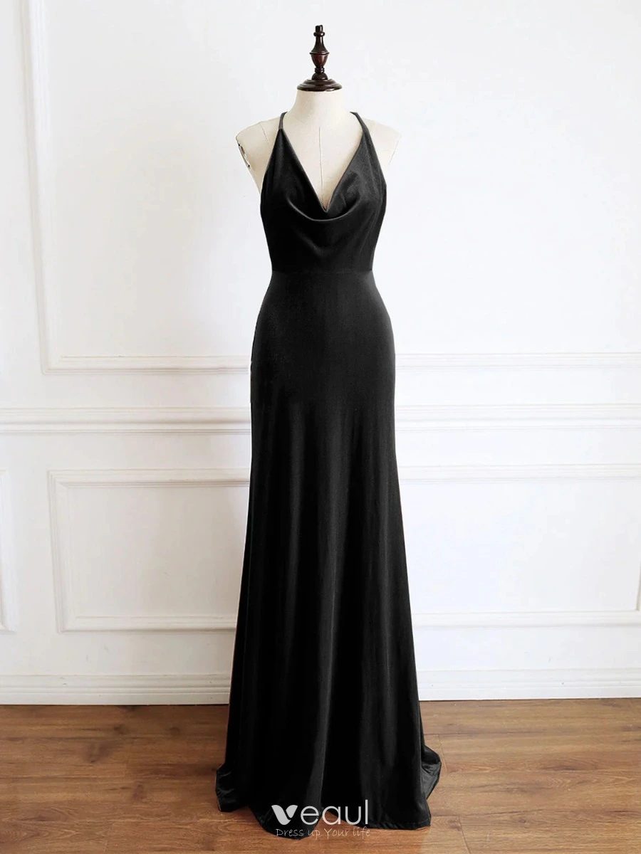 Sexy Dark Green Prom Dresses 2024 Trumpet / Mermaid Halter Sleeveless  Backless Floor-Length / Long Formal Dresses