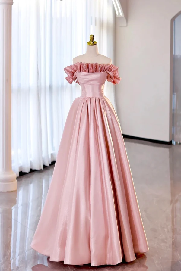 Elegant Burgundy Prom Dresses 2024 A-Line / Princess Ruffle Strapless Sleeveless Backless Floor-Length / Long Prom Formal Dresses