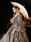 Vintage / Retro Medieval Grey Floor-Length / Long Prom Dresses 2023 Crossed Straps With Cloak 3D Lace Embroidered Floral 3/4 Sleeve Ball Gown Formal Dresses