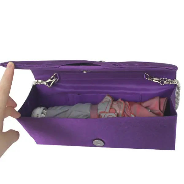 Amazing / Unique Purple Clutch Bags Beading Rhinestone X-Strap Velour Homecoming Cocktail Party Evening Party Accessories 2019