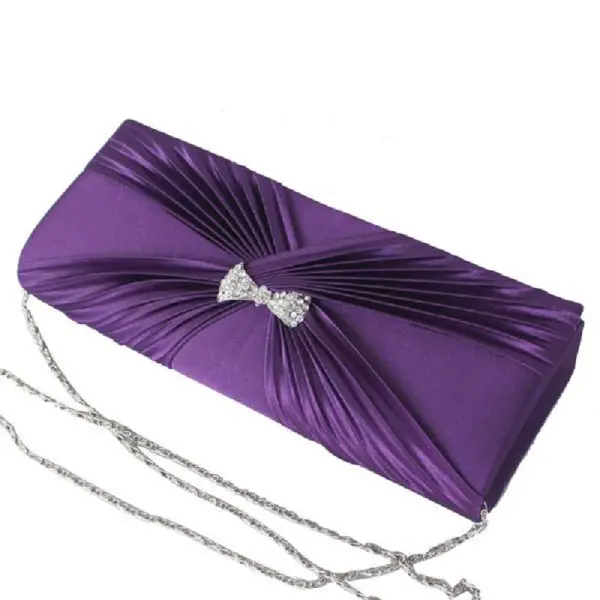 Amazing / Unique Purple Clutch Bags Beading Rhinestone X-Strap Velour Homecoming Cocktail Party Evening Party Accessories 2019