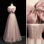 Elegante Rosa Strass Schleife Pailletten Ballkleider 2022 A Linie Eckiger Ausschnitt Ärmellos Rückenfreies Lange Ball Festliche Kleider