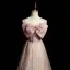 Elegante Rosa Strass Schleife Pailletten Ballkleider 2022 A Linie Eckiger Ausschnitt Ärmellos Rückenfreies Lange Ball Festliche Kleider