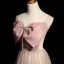 Elegante Rosa Strass Schleife Pailletten Ballkleider 2022 A Linie Eckiger Ausschnitt Ärmellos Rückenfreies Lange Ball Festliche Kleider