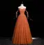 Chic / Beautiful Orange Beading Pearl Prom Dresses 2022 A-Line / Princess Strapless Sleeveless Backless Floor-Length / Long Prom Formal Dresses