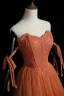 Chic / Beautiful Orange Beading Pearl Prom Dresses 2022 A-Line / Princess Strapless Sleeveless Backless Floor-Length / Long Prom Formal Dresses