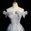 Himmelblau Charmant Strass Perle Pailletten Ballkleider 2022 A Linie Off Shoulder Schleife Kurze Ärmel Rückenfreies Lange Ball Festliche Kleider