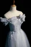Himmelblau Charmant Strass Perle Pailletten Ballkleider 2022 A Linie Off Shoulder Schleife Kurze Ärmel Rückenfreies Lange Ball Festliche Kleider