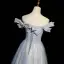 Himmelblau Charmant Strass Perle Pailletten Ballkleider 2022 A Linie Off Shoulder Schleife Kurze Ärmel Rückenfreies Lange Ball Festliche Kleider