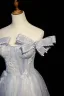 Himmelblau Charmant Strass Perle Pailletten Ballkleider 2022 A Linie Off Shoulder Schleife Kurze Ärmel Rückenfreies Lange Ball Festliche Kleider