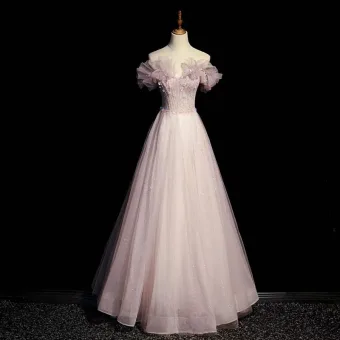 Chic Belle Rougissant Rose Robe De Bal 2022 Princesse Volants Bustier Sans Manches Dos Nu Perlage Paillettes Longue Promo Robe De Ceremonie