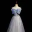 Élégant Bleu Ciel Noeud Glitter Paillettes Robe De Bal 2022 Princesse Encolure Carrée Sans Manches Dos Nu Longue Promo Robe De Ceremonie