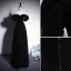 Chic / Beautiful Black Velvet Evening Dresses 2023 A-Line / Princess Off-The-Shoulder Short Sleeve Backless Floor-Length / Long Evening Party Formal Dresses