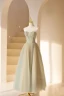 Charming Sage Green Beading Prom Dresses 2024 A-Line / Princess Strapless Sleeveless Backless Floor-Length / Long Formal Dresses