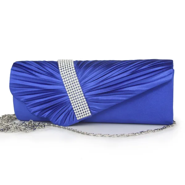 Modern / Fashion Royal Blue Clutch Bags Beading Rhinestone Velour Cocktail Party Evening Party Prom Accessories 2019