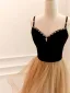 Charmant Champagne Faux Diamant Volants en Cascade Robe De Bal 2024 Princesse Bretelles Spaghetti Sans Manches Dos Nu Longue Robe De Ceremonie