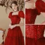 Fashion Burgundy Sequins Prom Dresses 2022 A-Line / Princess Square Neckline Puffy Short Sleeve Backless Bow Floor-Length / Long Formal Dresses