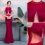 Chic / Beautiful Burgundy Evening Dresses  2018 Trumpet / Mermaid Beading Crystal Tassel Scoop Neck Sleeveless Floor-Length / Long Formal Dresses