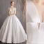 Modest / Simple Ivory Wedding Dresses 2019 Ball Gown Scoop Neck Short Sleeve Backless Floor-Length / Long