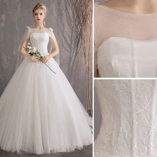 Eleganta Elfenben Bröllopsklänningar 2019 Prinsessa Spets Paljetter Axlar Ärmlös Halterneck Chapel Train