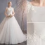 Elegant Ivory Wedding Dresses 2019 A-Line / Princess Lace Appliques Beading Sequins Scoop Neck Sleeveless Backless Court Train