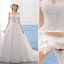 Élégant Ivoire Robe De Mariée 2019 Princesse En Dentelle Fleur Cristal Paillettes De l'épaule Manches Courtes Dos Nu Cathedral Train
