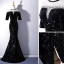 Chic / Beautiful Black Evening Dresses  2019 Trumpet / Mermaid Scoop Neck Lace Beading Sequins 1/2 Sleeves Floor-Length / Long Formal Dresses