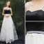 Moderne / Mode Blanche Robe De Soirée 2019 Princesse Bretelles Spaghetti Sans Manches Dos Nu Appliques Longue Robe De Ceremonie