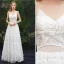 Moderne / Mode Ivoire Plage Robe De Soirée 2019 Princesse Bretelles Spaghetti Appliques Sans Manches Dos Nu Longue Robe De Ceremonie
