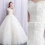Élégant Ivoire Robe De Mariée 2019 Robe Boule De l'épaule Perlage En Dentelle Appliques Manches Courtes Dos Nu Longue