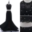 Chic / Belle 2 Pièces Noire Robe De Soirée 2018 Trompette / Sirène Encolure Dégagée Sans Manches Perlage En Dentelle Fleur Paillettes Faux Diamant Dos Nu Train De Balayage Robe De Ceremonie