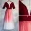 Chic / Beautiful Burgundy Evening Dresses  2019 A-Line / Princess V-Neck Suede 1/2 Sleeves Backless Sequins Floor-Length / Long Formal Dresses