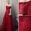Chic / Beautiful Burgundy Evening Dresses  2019 A-Line / Princess Off-The-Shoulder Beading Crystal Sequins Short Sleeve Backless Floor-Length / Long Formal Dresses