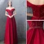 Charmant Bordeaux Robe De Soirée 2019 Princesse De l'épaule Perlage Cristal En Dentelle Fleur Paillettes Manches Courtes Dos Nu Longue Robe De Ceremonie