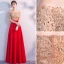 Elegante Rot Abendkleider 2019 A Linie Off Shoulder Pailletten Spitze Quaste Kurze Ärmel Rückenfreies Lange Festliche Kleider